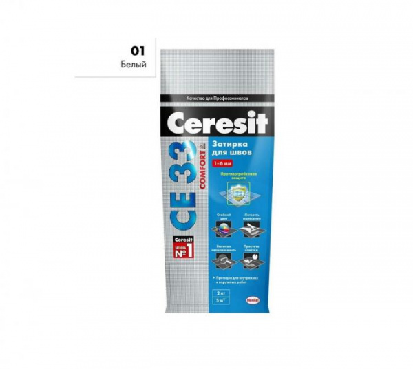Затирка №01 СЕ33 БЕЛАЯ 2 КГ "CERESIT"