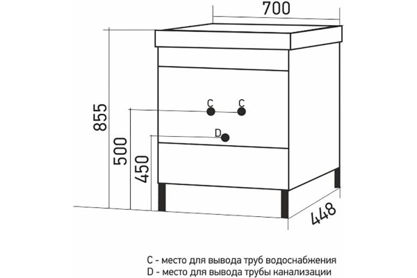 MIXLINE Тумба д/ванной "Честер -70" Бетон под ум. Грэйс- 70 (ПВХ)