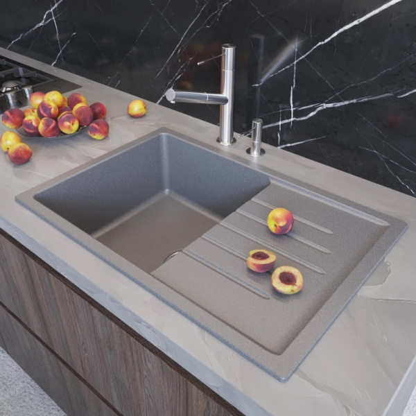 Мойка MIXLINE МЛ-ГМ19 (ML-GM19)КОМФОРТ с крылом, темно-серая (309),  750*500*200мм