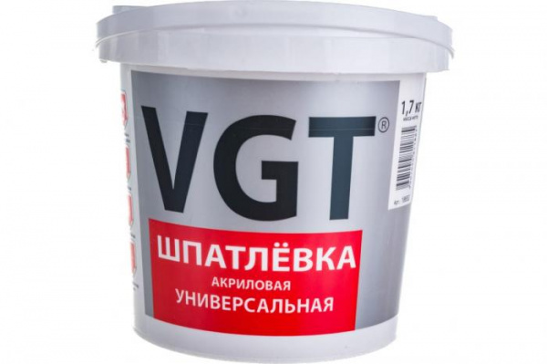 Шпаклевка Акриловая универсальная 1,7 кг для наружных и внутренних работ VGT