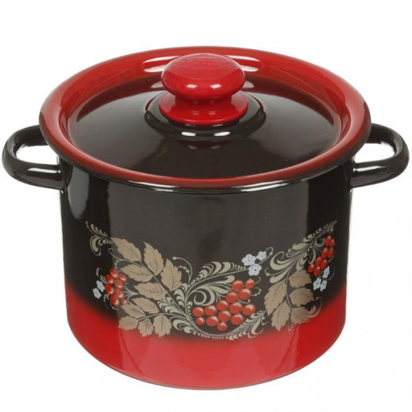 Кастрюля эмалированная сталь, 3.5 л, с крышкой, крышка сталь, Сибирские товары, С1612.38, в ассортим