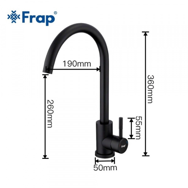 Смеситель для кухни Frap F40899-4 черный ф35 нерж/сталь