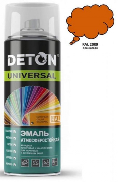 Аэрозоль Deton Universal ЭМАЛЬ 520мл алкид атмосферост RAL2009 ОРАНЖЕВАЯ DTN-A46795