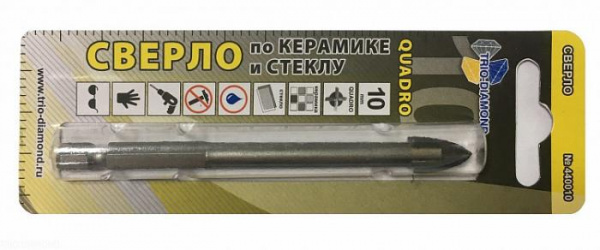 Сверло по керамике/стеклу 10мм TRIO-DIAMOND quadro