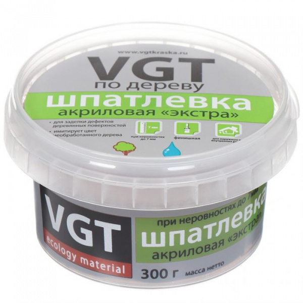 Шпаклевка VGT по дереву "ЭКСТРА" бел 0,3кг