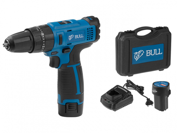 Аккум. дрель-шуруповерт BULL SR 1201 в чем. (12.0 В, 2 акк., 1.5 А/ч Li-Ion, 2 скор., 25 Нм, шурупы