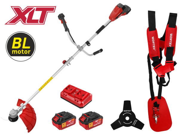 ALL1 XLT SET Триммер аккум. WORTEX TB 3036-1 AT БЕСЩЁТ.ДВИГ 18В+18В, шир.скаш.380/255 мм леска/нож
