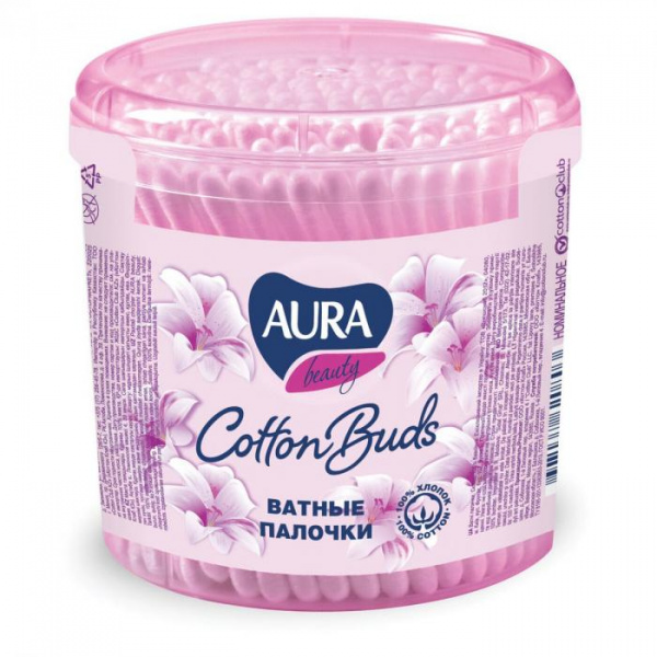 Ватные палочки 200 шт AURA банка