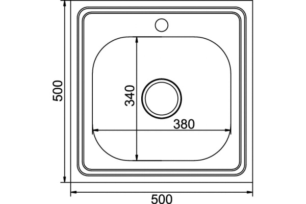 Мойка 50х50 (0,6) вып 3 1/2" MIXLINE 16см с сифоном