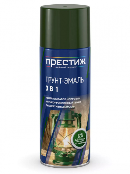 Грунт-эмаль аэрозольная, Престиж, 3в1, алкидная, черная, 520 мл