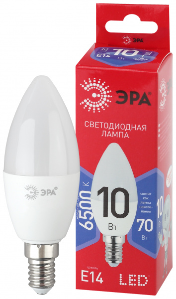 Лампа LED ЭРА ECO свеча B35 E14 10W(800lm) 6K 100х37 B35-10W-865-E14 5765