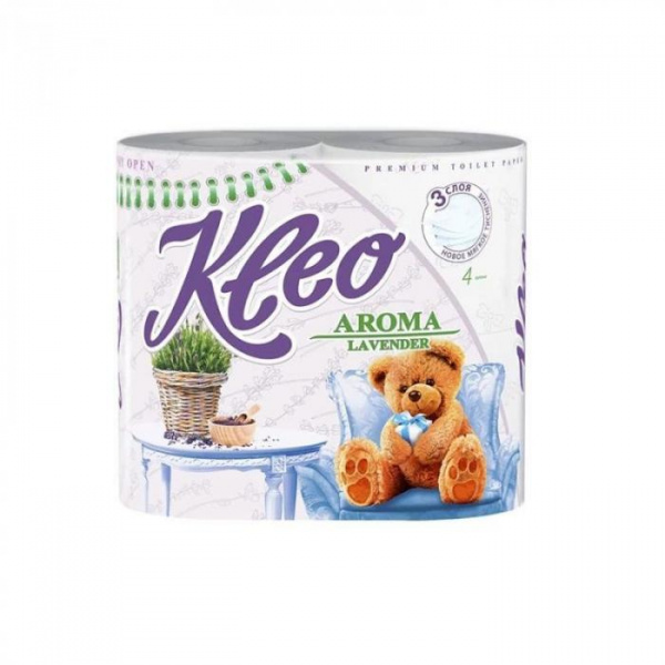 Туалетная бумага Мягкий знак Kleo Aroma 3-х сл. 4шт Лаванда АКЦ