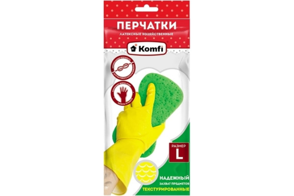 Перчатки хоз латексные S желтые Komfi/240/12