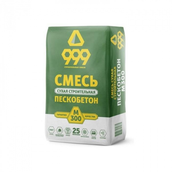 Сухая смесь кладочная (пескобетон) М-300 (25кг) "СМ 999"